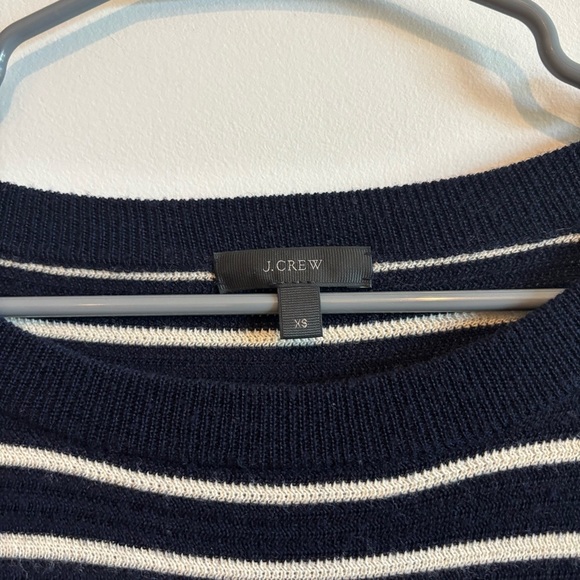 J. Crew Navy Blue Striped 100% Merino Wool Sweater Dress XS Preppy Nautical - Picture 6 of 8